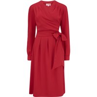 The “Evie” Long Sleeve Wrap Dress in Red, True & Authentic Late 1940s Early 1950s Vintage Style