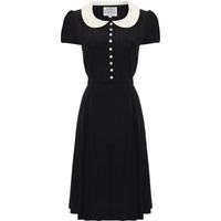 “Dorothy” Dress in Black with Contrast Collar, Classic 1940s Vintage Style