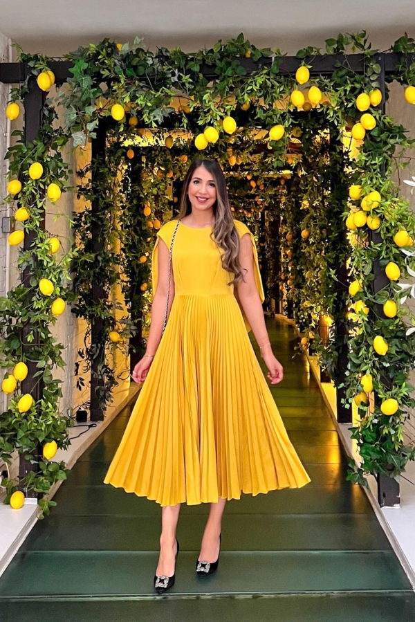 Closet London Yellow Pleated Midi Dress