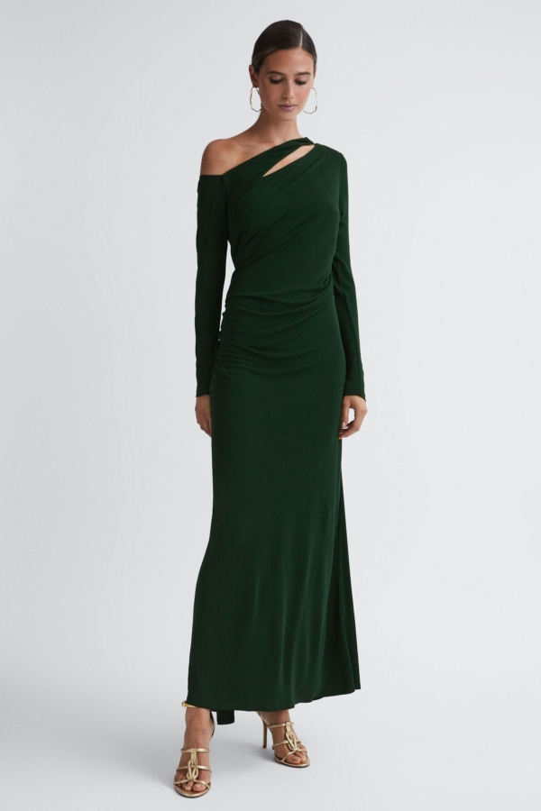 Delphine - Green Off-The-Shoulder Cut-Out Maxi Dress