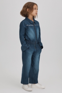 Marnie – Blue Junior Elasticated Embellished Denim Jumpsuit