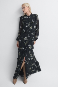 Florere – Floral Tiered Maxi Dress, Black