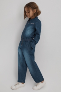 Marnie – Blue Teen Elasticated Embellished Denim Jumpsuit