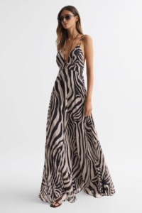 Vida – Black/White Zebra Print Maxi Dress