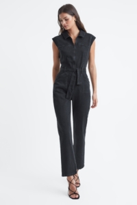 PAIGE Jett – Belted Jumpsuit, Black Dove