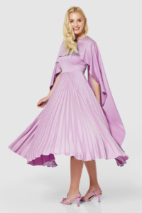 Closet London Lilac Purple Pleated Cape Midi Dress