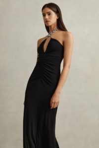 Iris – Black Bodycon Jersey Maxi Dress