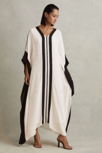 Emersyn – Cream/Black Colourblock Draped Maxi Dress