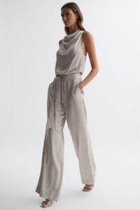 Rose – Neutral Sleeveless Cowl Neck Jumpsuit