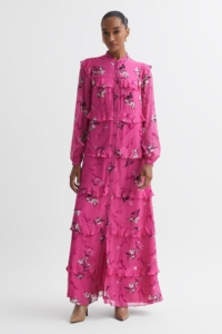 Florere – Floral Tiered Maxi Dress, Bright Pink