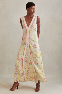 Eliza – Pink/Yellow Floral Print Maxi Dress