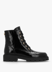 ALPE Acorn Black Patent Leather Lace Up Ankle Boots Size: 41, Colour: