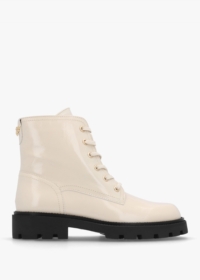 ALPE Acorn White Patent Leather Lace Up Ankle Boots Size: 41, Colour: