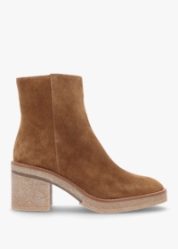 ALPE Airy Tan Suede Block Heel Ankle Boots Size: 41, Colour: Tan Suede