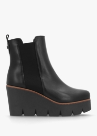 ALPE Alpaca Black Leather Wedge Ankle Boots Colour: Black Leather, Siz