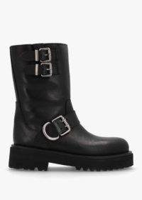 ALPE Atom Black Leather Chunky Biker Boots Colour: Black Leather, Size