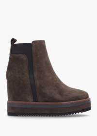 ALPE Azure Brown Suede Wedge Chelsea Boots Size: 41, Colour: Grey Sued