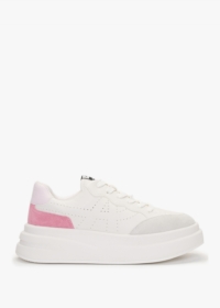 ASH Impuls Eco Off White Crystal Rose Leather Platform Trainers Size: