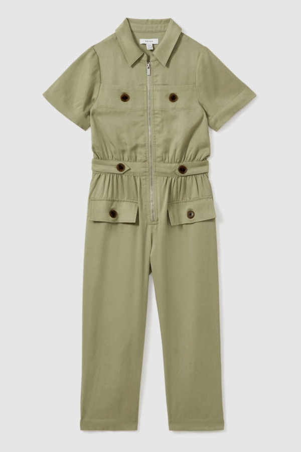 Olivia - Khaki Teen Utility Style Jumpsuit