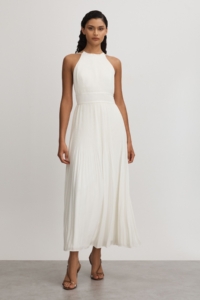 Amur Plisse Halter Neck Maxi Dress