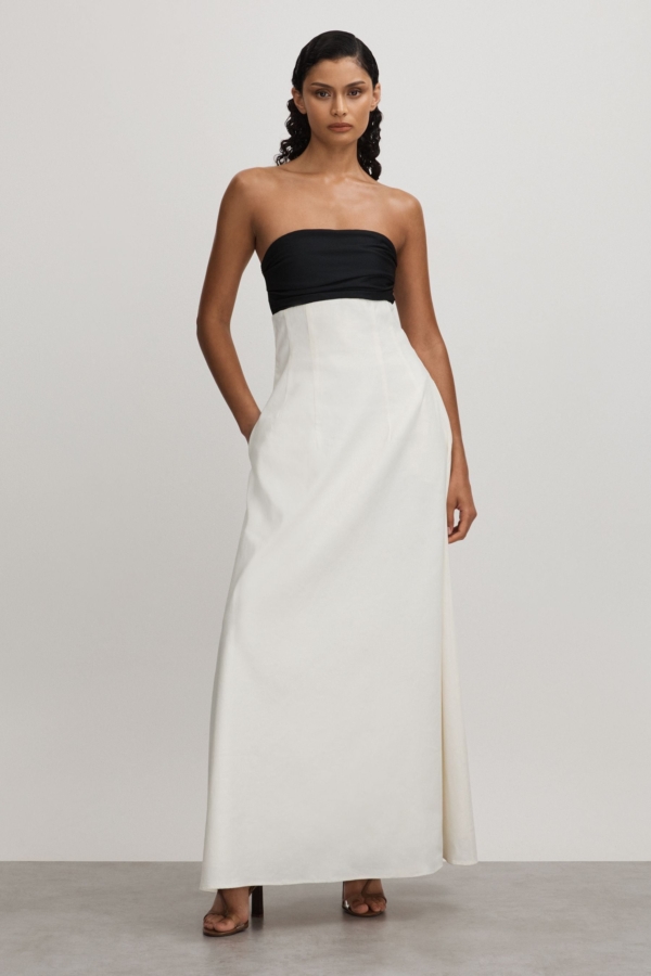 Anna Quan Linen-Jersey Strapless Maxi Dress