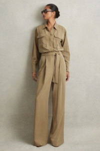 Liliana – Khaki Petite Lyocell Wide Leg Jumpsuit