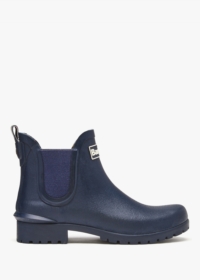 BARBOUR Wilton Navy Rubber Welly Boots Size: 7, Colour: Navy Patent