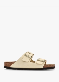 BIRKENSTOCK Arizona Ecru Nubuck Leather Two Bar Mules Colour: Beige Su