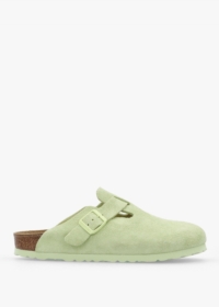 BIRKENSTOCK Boston Faded Lime Suede Leather Clogs Size: 41, Colour: Gr