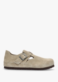 BIRKENSTOCK Womens London Suede Clog Shoes In Taupe Size: 42, Colour: