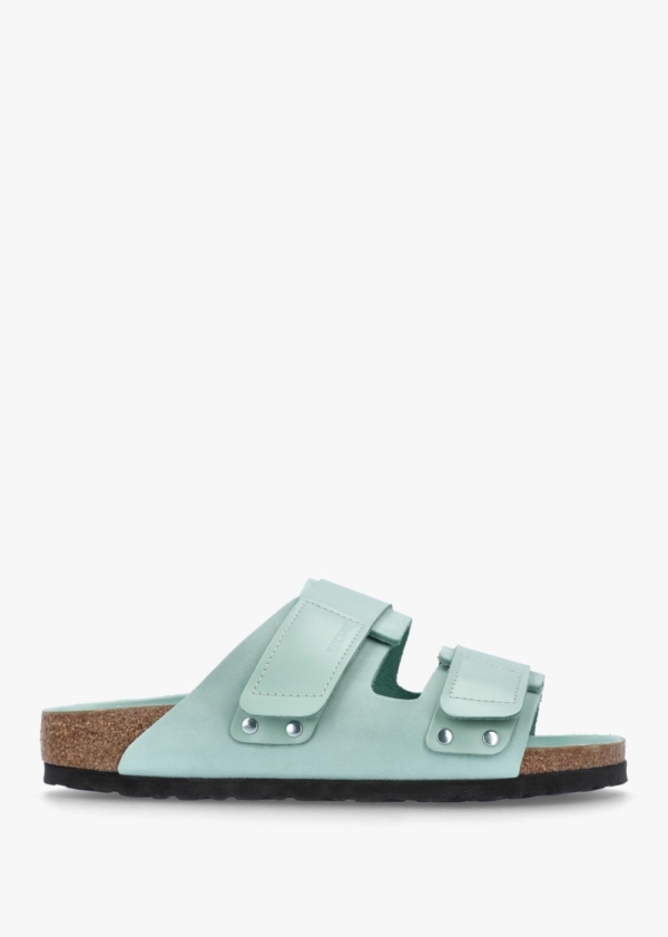 BIRKENSTOCK Womens Uji Nubuck Leather Two Bar Sandals In Surf Green Si