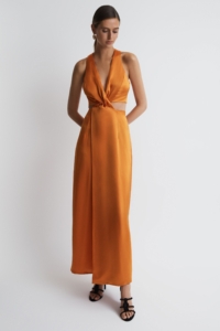 Anna Quan Neda – Satin Cut-Out Maxi Dress, Kumquat