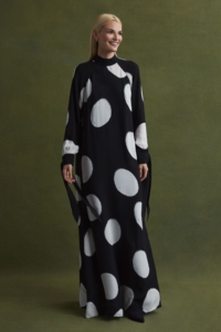 Florere – Polka Dot Long Sleeve Maxi Dress, Black