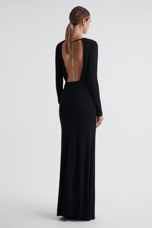 Dora - Black Diamanté Bodycon Maxi Dress