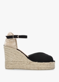 CASTANER Bianca Black High Wedge Peep Toe Espadrilles Size: 41, Colour