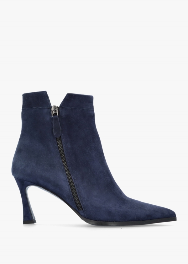 CHIARA CARRINO Lilliput II Navy Suede Heeled Ankle Boots Size: 41