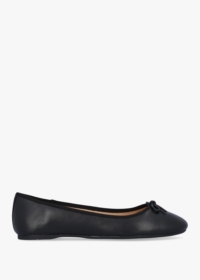 COACH Abigail Black Leather Ballerina Pumps Size: 7, Colour: Black Lea