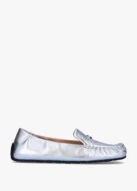 COACH Ronnie Silver Metallic Leather Loafers Size: 8, Colour: Silver L