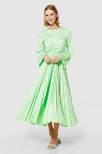 Closet London Mint Green Tie Waist Pleated Dress