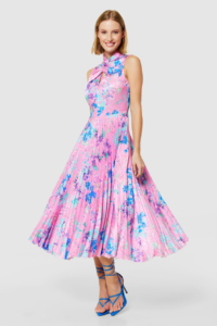 Closet London Pink Pleated Jacquard Dress