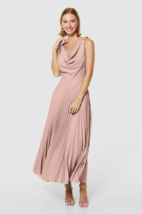 Closet London Pink Pleated Cowl Neck Dress