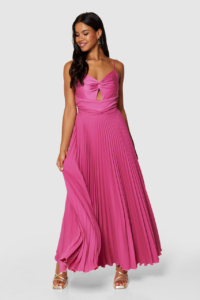 Closet London Pink Pleated Maxi Dress