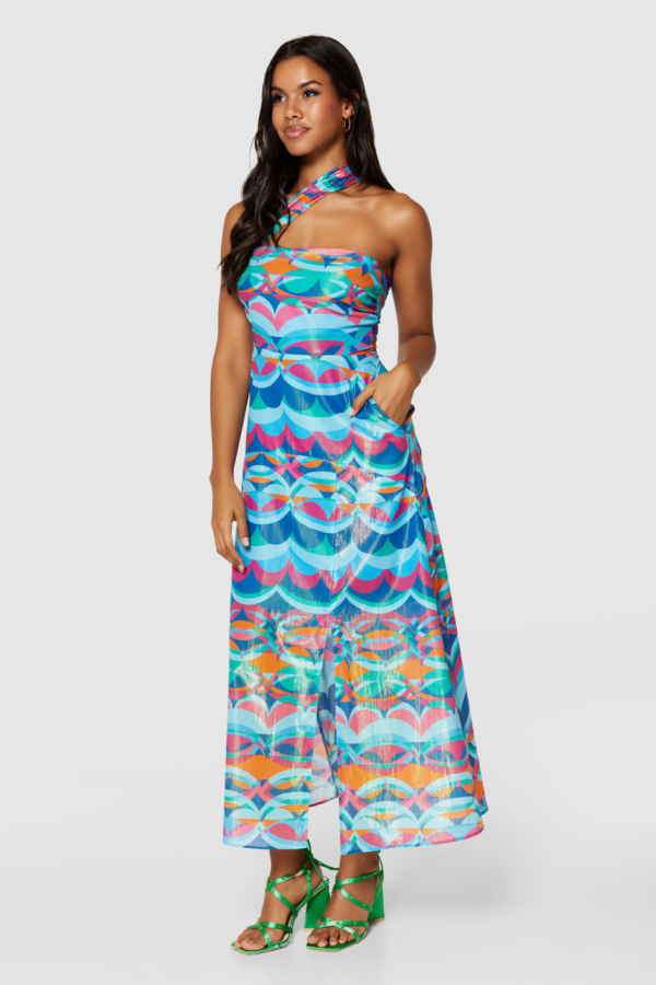 Closet London Blue A-Line One Shoulder Dress