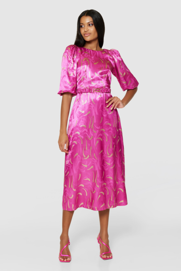 Closet London Pink Jacquard Satin A-line Dress