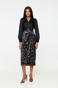 Closet London Black Wrap 2-in-1 draped skirt Dress