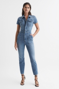 Good American – Mid Blue Fit For Success Denim Jumpsuit