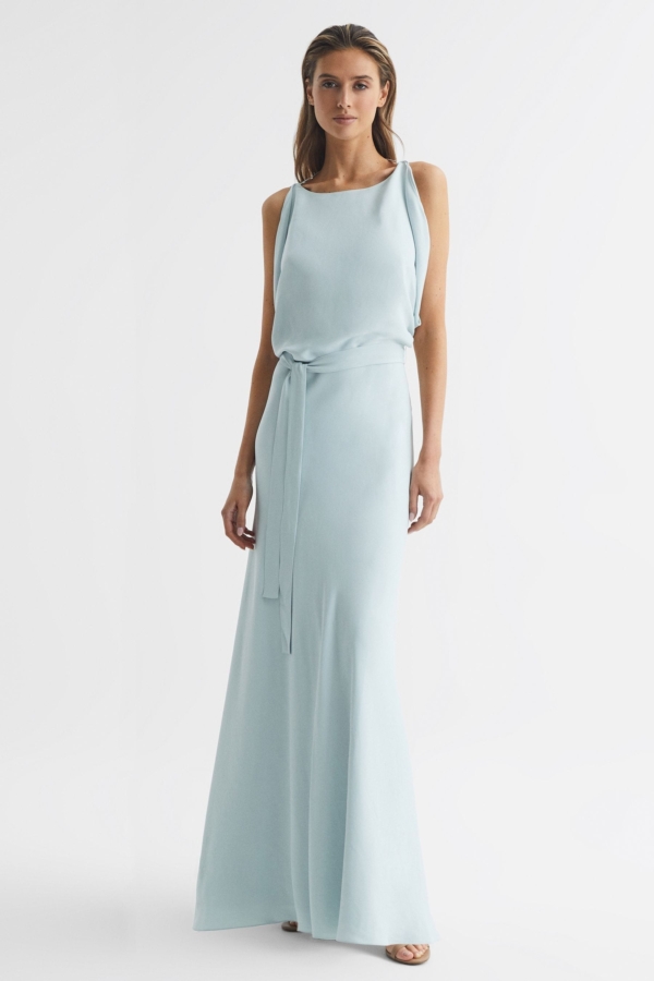 Ida - Green Cowl Neck Bridesmaid Maxi Dress