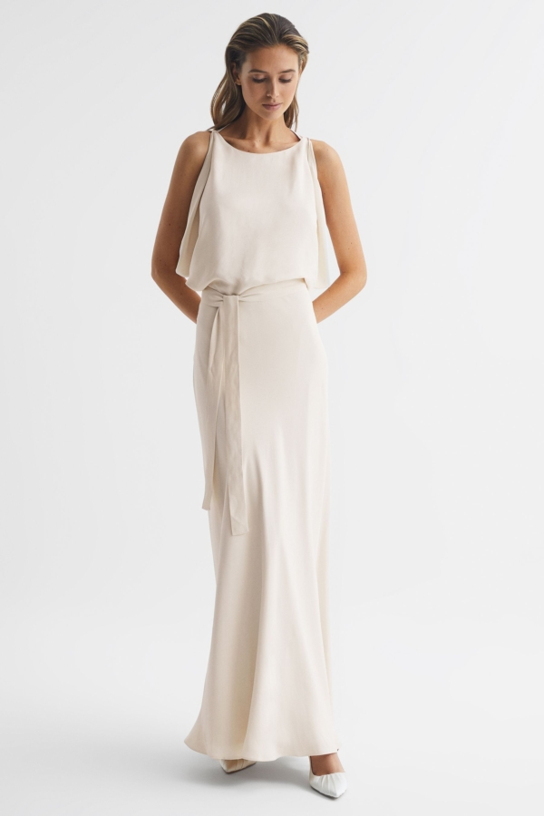 Ida - Ivory Cowl Neck Bridesmaid Maxi Dress