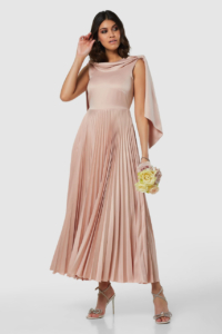 Closet London Blush Pink Draped Neck Midi Dress