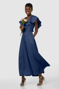 Closet London Navy Blue Full Skirt Cape Midi Dress